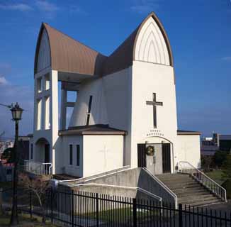 Foto, materieel, vrij, landschap, schilderstuk, bevoorraden foto,EEN St. John kerk, Kerk, Blauwe lucht, Kruis, Christenheid