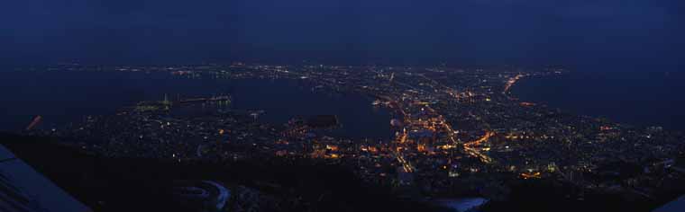 foto,tela,gratis,paisaje,fotografía,idea,Una vista de noche de monte. Hakodate - yama, Illuminations, Un observatorio, Luz de pueblo, Pueblo de puerto