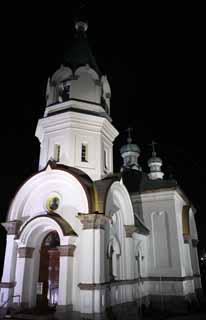 foto,tela,gratis,paisaje,fotografía,idea,Una iglesia ortodoxa cristiana, Iglesia, Cielo azul, Estilo complejo, Pueblo de puerto