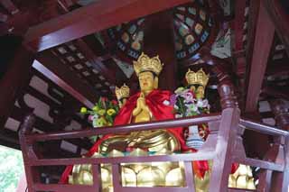 Foto, materiell, befreit, Landschaft, Bild, hat Foto auf Lager,Ein Buddhistisches Bild in fünf Storeyed-Pagode des Berges in Wintertempel, Buddhistisches Bild, Gold, , Buddhismus