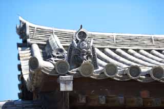 photo,material,free,landscape,picture,stock photo,Creative Commons,Horyu-ji Temple ridge-end tile, Buddhism, roof, Picture, tile