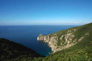 photo, la matière, libre, aménage, décrivez, photo de la réserve,Grand phare Sezaki, falaise, La mer, ciel bleu, Grand phare Sezaki