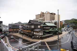 photo, la matière, libre, aménage, décrivez, photo de la réserve,Dogo Onsen, bains-douches, toit, aveugle du bambou, yukata