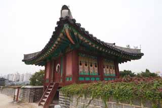 foto,tela,gratis,paisaje,fotografía,idea, SoPo - ru de Hwaseong Fortress, Castillo, Pavimento de piedra, Azulejo, Pared de castillo