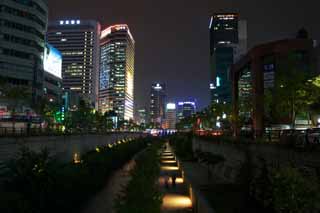 foto,tela,gratis,paisaje,fotografía,idea,La noche del río de riachuelo de cristal, Río de riachuelo de cristal, Edificio, Ciudad, Orilla