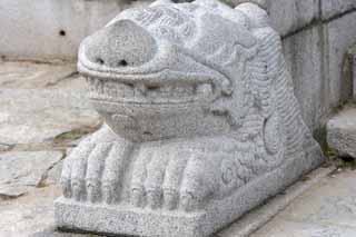 foto,tela,gratis,paisaje,fotografía,idea,Una estatua de piedra de Kunjongjon, Estatua de piedra, Un animal, Escaleras, Escultura