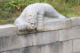 fotografia, material, livra, ajardine, imagine, proveja fotografia,Uma estátua de pedra de Kyng-bokkung, apedreje estátua, Um animal, rio, escultura