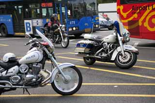 photo, la matière, libre, aménage, décrivez, photo de la réserve,Une motocyclette de la police blanche coréenne, La police, Police de la circulation, Patrouille, Le contrôle