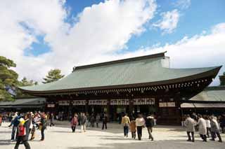 foto,tela,gratis,paisaje,fotografía,idea,Fuera de la sala de culto en el Santuario Kashihara, Shinto, , Crónicas de Japón, Kojiki