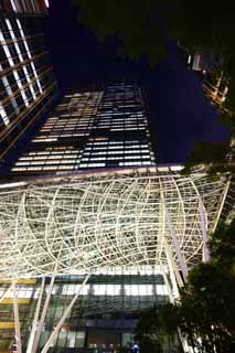 foto,tela,gratis,paisaje,fotografía,idea,La noche del centro de la ciudad de Tokio, En el centro, Edificio alto, Vidrio, Un edificio de oficinas