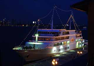 foto,tela,gratis,paisaje,fotografía,idea,La noche del pasajero revestimiento lujoso, Puerto, Crucero de cena, Barco de recreo, Atracción turística