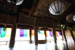 foto,tela,gratis,paisaje,fotografía,idea,El salón de adoración de un templo Buddhist de Hase - templo de dera, El salón principal de un templo Buddhist, Edificio de madera, Chaitya, Mitera de la flor