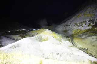 foto,tela,gratis,paisaje,fotografía,idea,Noboribetsu Onsen valle de infierno, Fuente termal, Azufre, Calor terrestre, Volcán