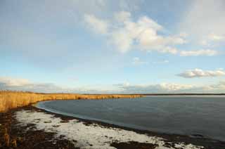 foto,tela,gratis,paisaje,fotografía,idea,Lake Uto Ney, Suelo húmedo, Hielo, Temperatura de congelación, Cielo azul