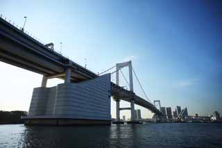 foto,tela,gratis,paisaje,fotografía,idea,Rainbow Bridge, Puente, Curso de unidad de disco, Un ave de ostra, Playa centro de la ciudad recién creado