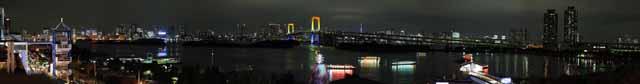 foto,tela,gratis,paisaje,fotografía,idea,Una vista de noche de Odaiba, Puente, Joya, Curso de fecha, Playa centro de la ciudad recién creado