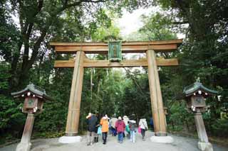 foto,tela,gratis,paisaje,fotografía,idea,Un torii de dos santuarios de Omiwa, Shinto, Prevención en contra del mal, Recinto, Puerta del santuario sintoísta