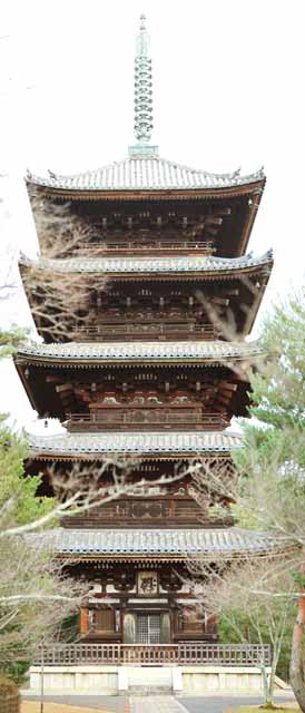 foto,tela,gratis,paisaje,fotografía,idea,Temple cinco Storeyed pagoda de Ninna - ji, Azulejo de lomo - final, Calidades de sánscrito, Chaitya, Herencia de mundo