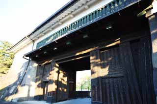 photo, la matière, libre, aménage, décrivez, photo de la réserve,Palais impérial Sakurada-mon porte, Ishigaki, palais, Passage Watari sous une tourelle, Edo-jo Château