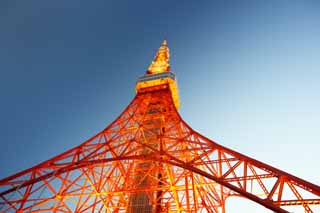 Foto, materiell, befreit, Landschaft, Bild, hat Foto auf Lager,Tokyo-Turm, Sammlung elektrischer Wellenturm, Rot und weiß, Eine Antenne, Eine Sternwarte