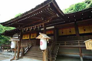 foto,tela,gratis,paisaje,fotografía,idea,Es un santuario santuario primero sintoísta en Uji, Linterna, Guirnalda de paja sintoísta, Persiana de bambú, Shinto