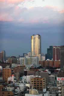 fotografia, materiale, libero il panorama, dipinga, fotografia di scorta,Roppongi Hills del crepuscolo, Gruppo che costruisce, tramonto, città, Roppongi