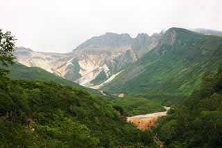 Foto, materieel, vrij, landschap, schilderstuk, bevoorraden foto,Mt. Tokachi-dake, Hét mountaintop, Ridgeline, Bave wiegelen, Vulkaan