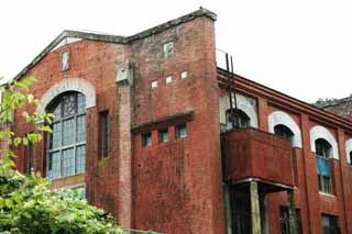 photo,material,free,landscape,picture,stock photo,Creative Commons,It is a power station on a waterfall, brick, star, The Meiji era, The modernization