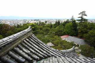 fotografia, materiale, libero il panorama, dipinga, fotografia di scorta,Aizu Wakamatsu, tegola, costruendo, città, La torre di castello