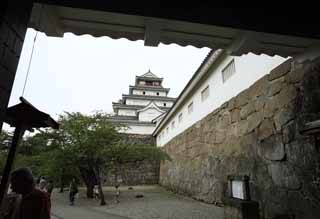 fotografia, materiale, libero il panorama, dipinga, fotografia di scorta,I giovani Matsushiro arroccano torre, fossato, Ishigaki, Kurokawa arrocca, Ujisato Gamo