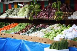 foto,tela,gratis,paisaje,fotografía,idea,Una tienda de verdura, Tienda de verdura, Plátano, Rábano japonés, Herb