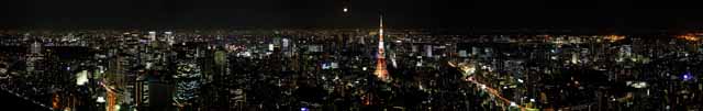 photo,material,free,landscape,picture,stock photo,Creative Commons,Tokyo panorama, Tokyo Tower, high-rise building, big city, knight view