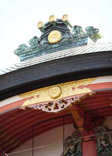 foto,tela,gratis,paisaje,fotografía,idea,Fushimi - Inari Taisha crisantemo del santuario, Techo, Crisantemo, Inari, Zorro