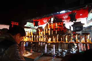 Foto, materiell, befreit, Landschaft, Bild, hat Foto auf Lager,Fushimi-Inari Taisha Shrine Falkenadlergesellschaft, Kerze, , Inari, Fuchs