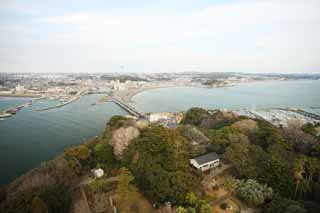 Foto, materiell, befreit, Landschaft, Bild, hat Foto auf Lager,Die Landschaft von Enoshima-Sternwarte, Deich, Welle, Gebäude, Miura-Halbinsel