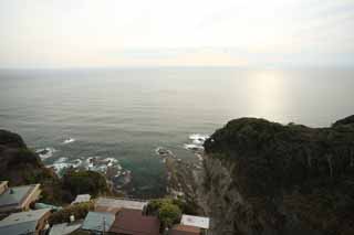 Foto, materiell, befreit, Landschaft, Bild, hat Foto auf Lager,Die Landschaft von Enoshima-Sternwarte, Deich, Welle, Gebäude, Miura-Halbinsel