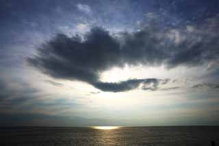 Foto, materiell, befreit, Landschaft, Bild, hat Foto auf Lager,Das Meer von Enoshima, Wolke, Der Horizont, Helligkeit, Die Sonne