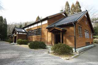 Foto, materiell, befreit, Landschaft, Bild, hat Foto auf Lager,Das vierte Meiji-mura-Dorf Museum Älteres Gymnasium kriegerisches Künste-dojo-Studio [ein schweigsamer Tempel], das Bauen vom Meiji, Die Verwestlichung, West-Stilgebäude, Kulturelles Erbe