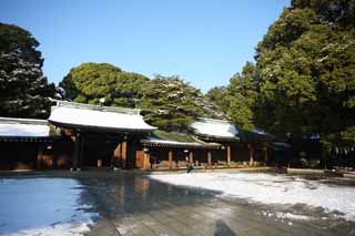 Ôîòî, ìàòåðèàëüíûé, ñâîáîäíûé, ïåéçàæ, ôîòîãðàôèÿ, ôîòî ôîíäà.,Meiji Shrine, Èìïåðàòîð, Shinto shrine, torii, Ñíåã