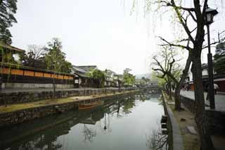 Foto, materiell, befreit, Landschaft, Bild, hat Foto auf Lager,Kurashiki Kurashiki-Fluss, Traditionelle Kultur, Weide, Japanische Kultur, Die Geschichte