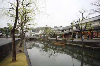 Foto, materiell, befreit, Landschaft, Bild, hat Foto auf Lager,Kurashiki Kurashiki-Fluss, Traditionelle Kultur, Weide, Japanische Kultur, Die Geschichte