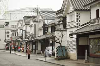 Foto, materiell, befreit, Landschaft, Bild, hat Foto auf Lager,Kurashiki Andenkensgeschäft, Andenken, Traditionsarchitektur, Tafel, wall deckte mit quadratischen Ziegeln und verband mit großgezogenem Pflaster