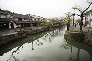 Foto, materiell, befreit, Landschaft, Bild, hat Foto auf Lager,Kurashiki Kurashiki-Fluss, Traditionelle Kultur, Traditionsarchitektur, Japanische Kultur, Die Geschichte