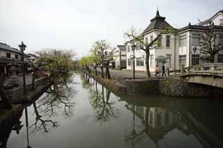 Foto, materiell, befreit, Landschaft, Bild, hat Foto auf Lager,Kurashiki Kurashiki-Fluss, Traditionelle Kultur, Traditionsarchitektur, Japanische Kultur, Die Geschichte