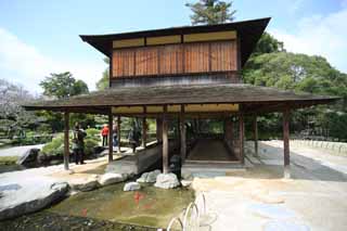 Foto, materiell, befreit, Landschaft, Bild, hat Foto auf Lager,Koraku-en Garden entwirft Geschäft, Ruhenstation, neugieriger Stein, Ich bin hölzern, Japanisch gärtnert