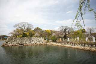 foto,tela,gratis,paisaje,fotografía,idea,Uchibori de castillo de Okayama - jo, Castillo, Ishigaki, Foso, Castillo de Crow