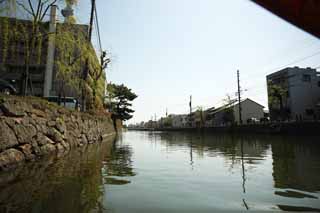 foto,tela,gratis,paisaje,fotografía,idea,Foso de castillo de Matsue - jo, Embarcación de turismo, Embarcación, Foso, Ishigaki