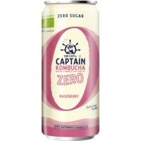 Een afbeelding van The Gutsy Captain Kombucha zero raspberry