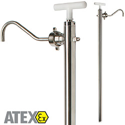 Stainless steel hand pump, pumping food, flammable liquids and solvents such as acetone