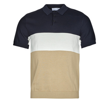 Textiel Heren Polo's korte mouwen Selected SLHMATTIS SS KNIT BLOCK POLO B Marine / Wit / Beige